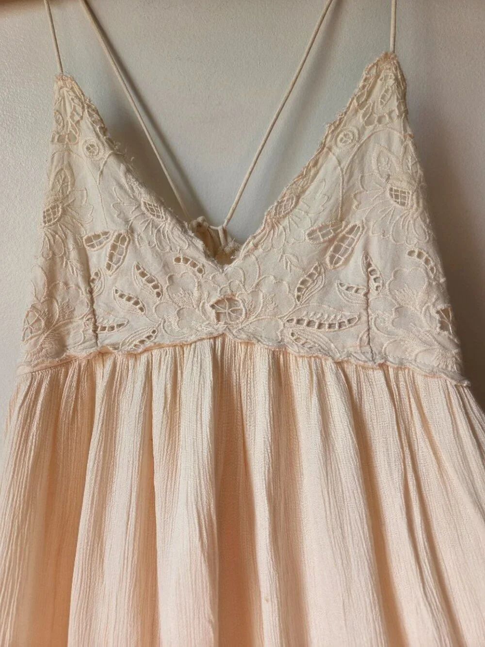 Euc Designer Rapsodia Cream Broderie Anglaise Romantic Maxi Dress Size Xs/S — image 3 of 8